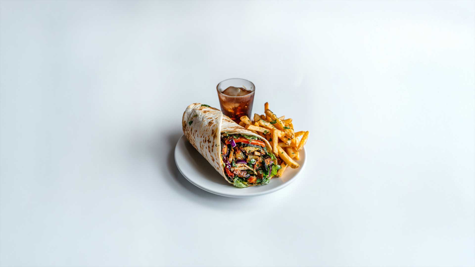 Veggie wrap with fries